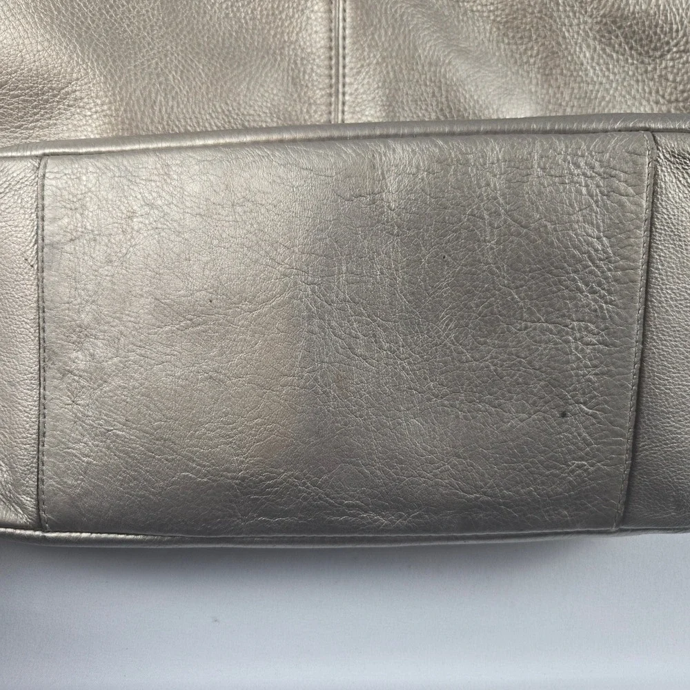 Coach Park Metro Tote Women Large Pewter Metallic Leather Purse - Picture 6 of 12